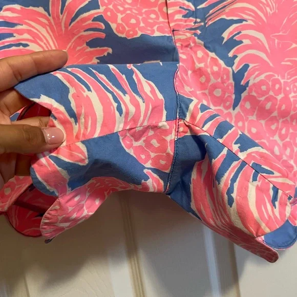 Lilly Pulitzer Pink and Blue Buttercup Tropical Pineapple Print Shorts - Picture 8 of 11